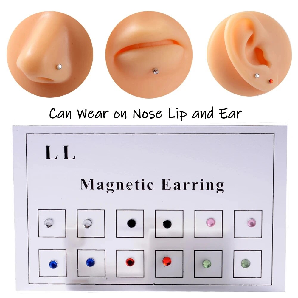 Body Jewelry Earrings - 12PCS/Card Fake Cheater Non Pierced Magnet