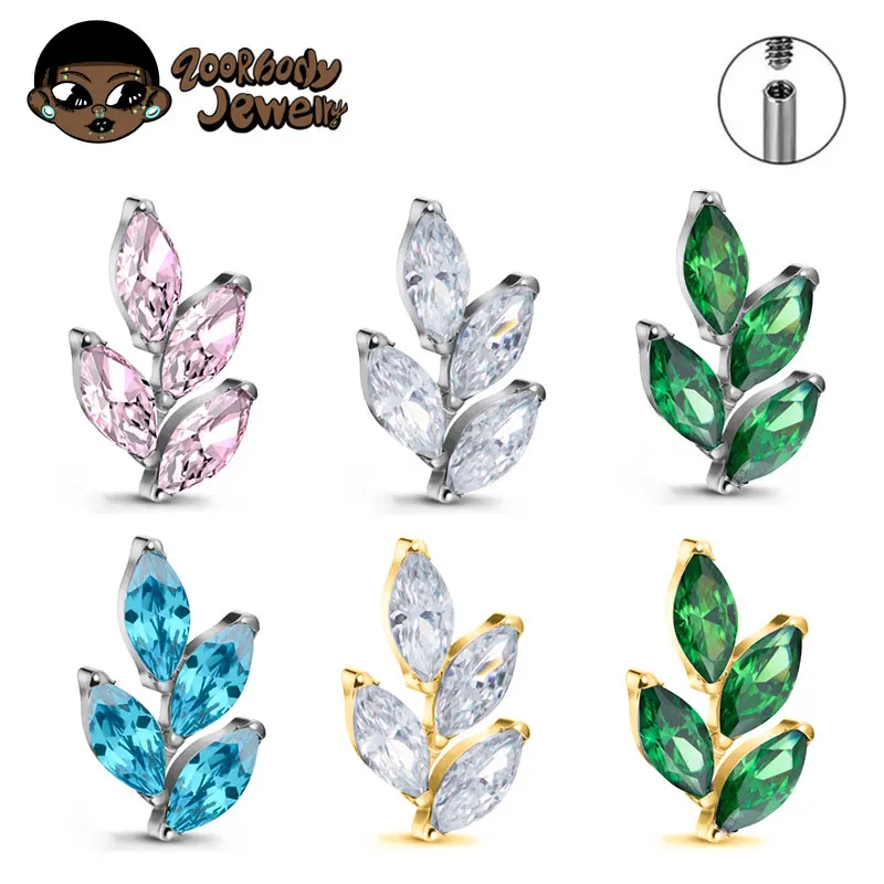 Body Jewelry Internally Threaded - G23 Titanium Gem CZ Ear Conch