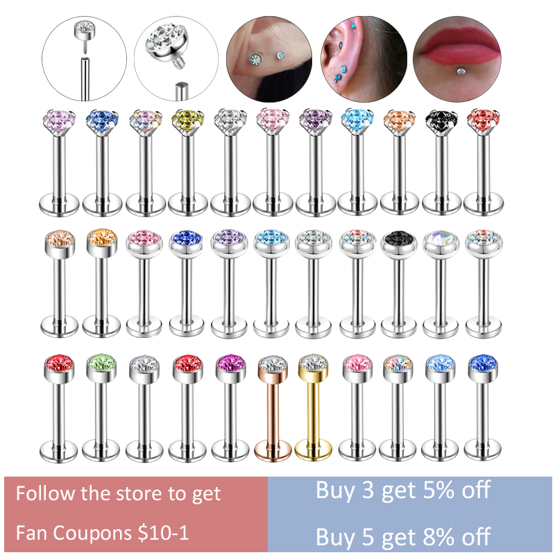 Zs Body Jewelry - ZS 6-13PCS/LOT 16G Stainless Steel Lip