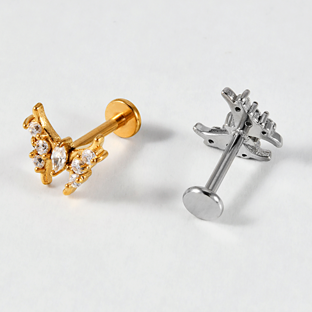1PC Stainless Steel Lip Studs  - Body Jewelry Internally Threaded 评论和价格