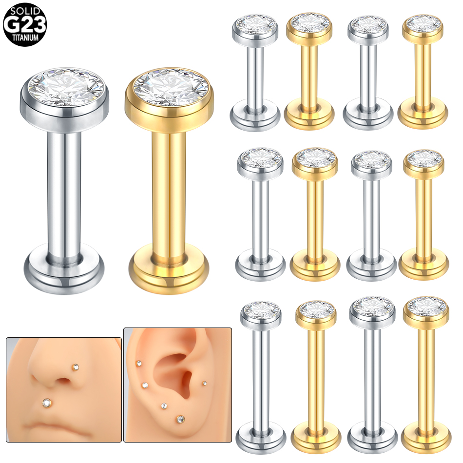 10PCS G23 Titanium Labret Pier - Body Jewelry Internally Threaded 评论和价格