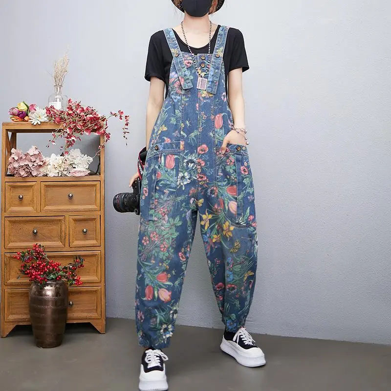 New Printed Denim Overalls Wom - Body Jewelry Plus 评论和价格