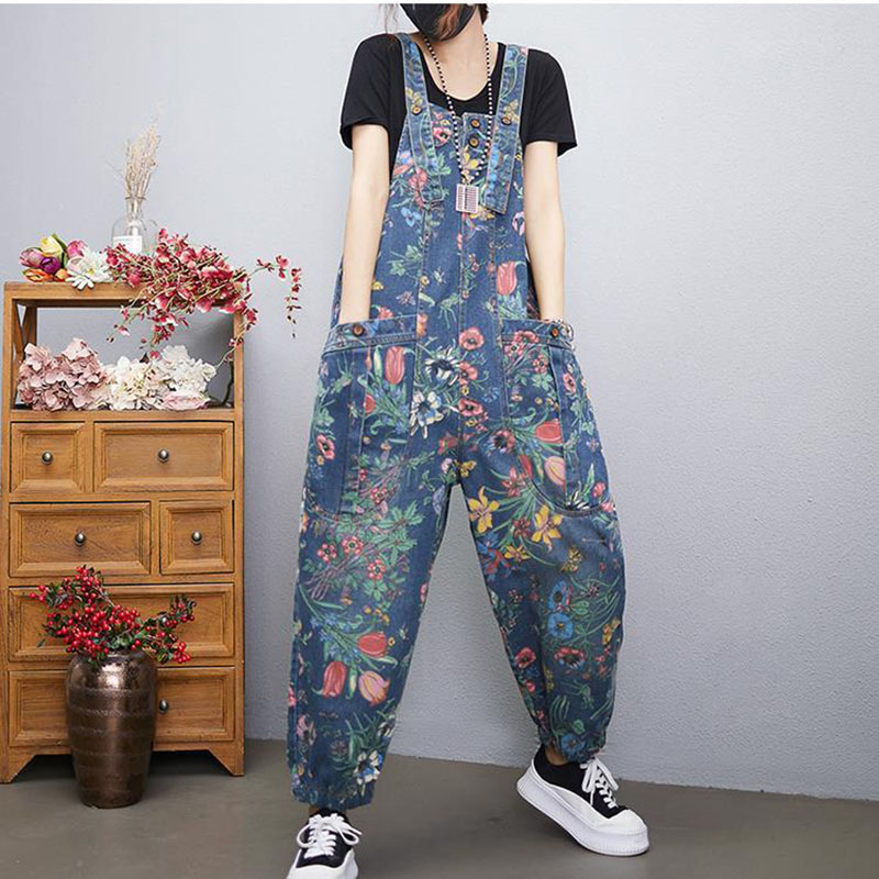 New Printed Denim Overalls Wom - Body Jewelry Plus 评论和价格