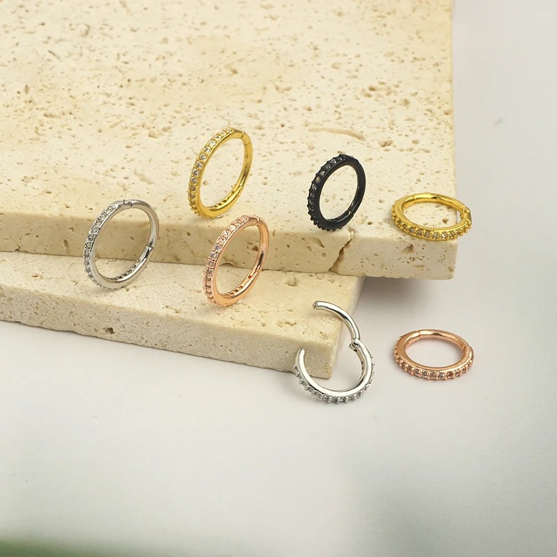 16G Clear CZ Nose Ring Hoop 31 - Body Jewelry Earrings 评论和价格