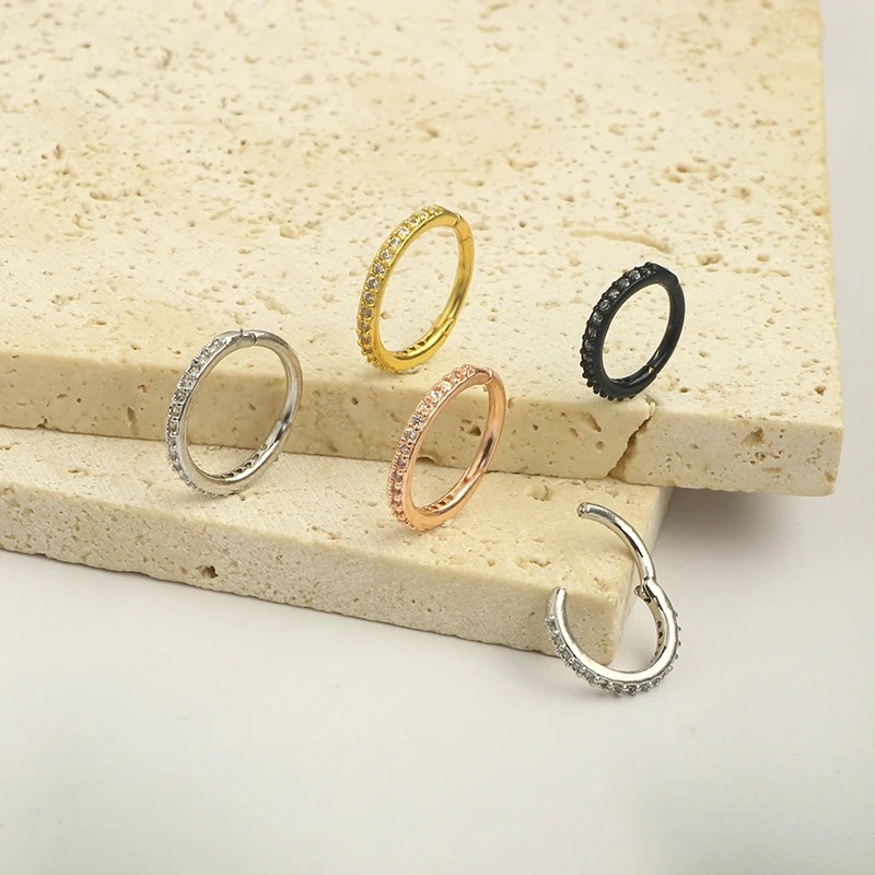16G Clear CZ Nose Ring Hoop 31 - Body Jewelry Earrings 评论和价格