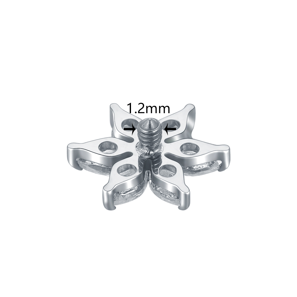 1/5PCS Titanium Crystal Flower - Body Jewelry Dermal 评论和价格