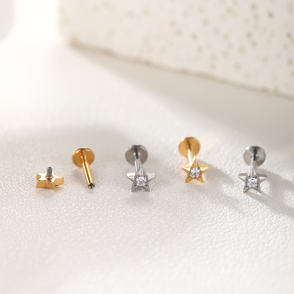 1Pc Titanium Zircon Ear Tragus - Body Jewelry Internally Threaded 评论和价格