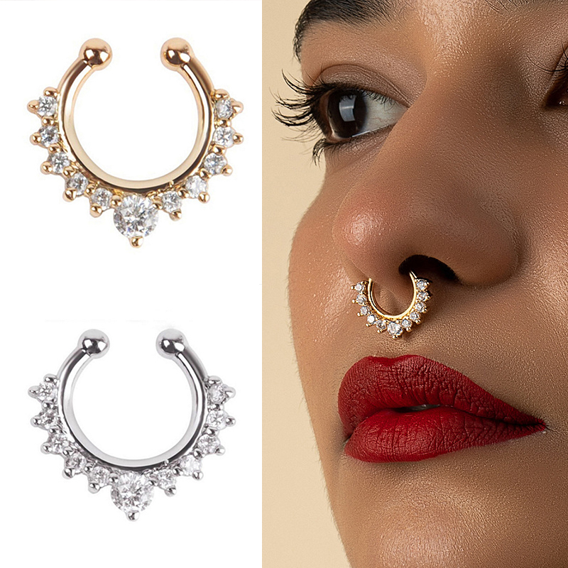 1PC U-Shape Nose Clip Fake Nos - Body Jewelry Earrings 评论和价格
