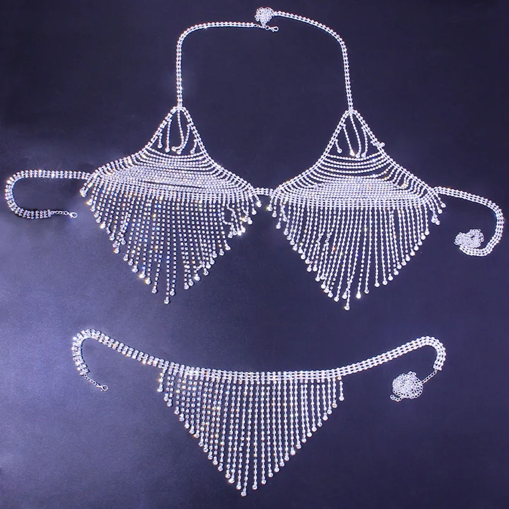 Bling Rhinestone Tassel Body C - Body Jewelry Luxury 评论和价格