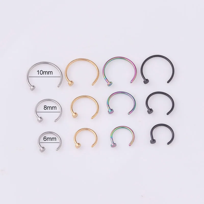 5pcs/lot 20G Nose Ring Hoop, 6 - Body Jewelry Earrings 评论和价格