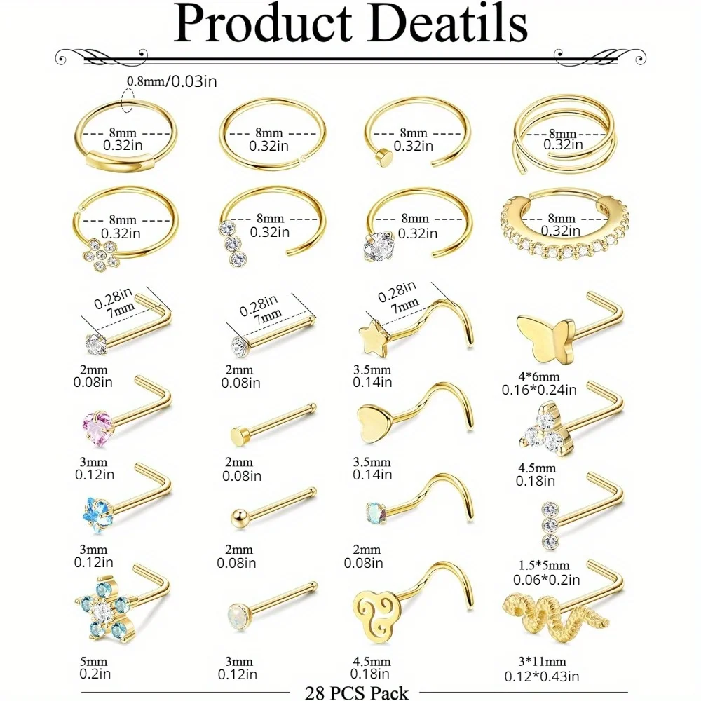 FASACCO 1Pc Surgical Steel Nos - Zs Body Jewelry 评论和价格