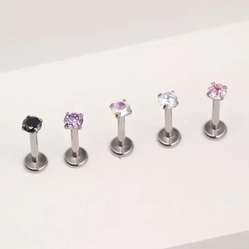 1Pcs G23 Titanium Piercing CZ  - Body Jewelry Internally Threaded 评论和价格