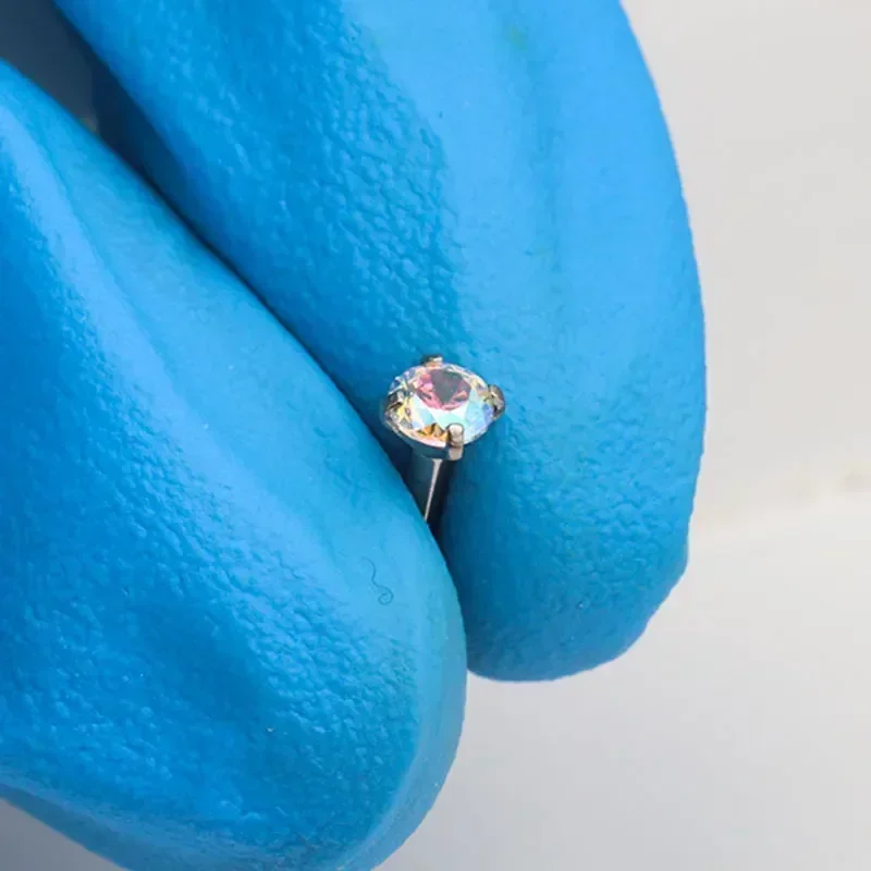 1Pcs G23 Titanium Piercing CZ  - Body Jewelry Internally Threaded 评论和价格