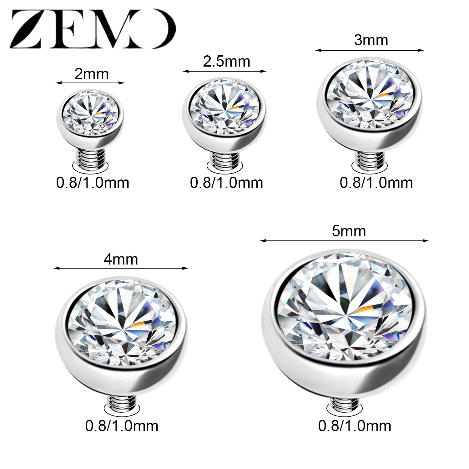 ZEMO 1-2pcs/lot Stainless Stee - Body Jewelry Dermal 评论和价格