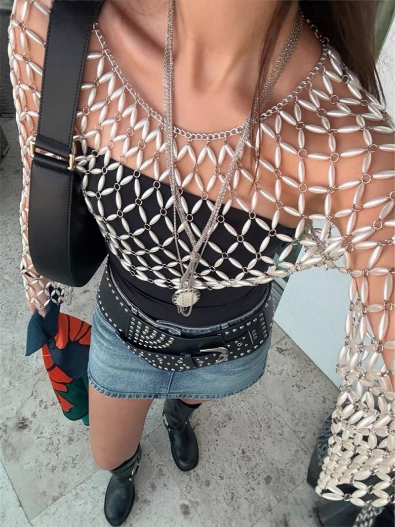 Women Long Sleeve White Beaded - Body Jewelry Retainers 评论和价格