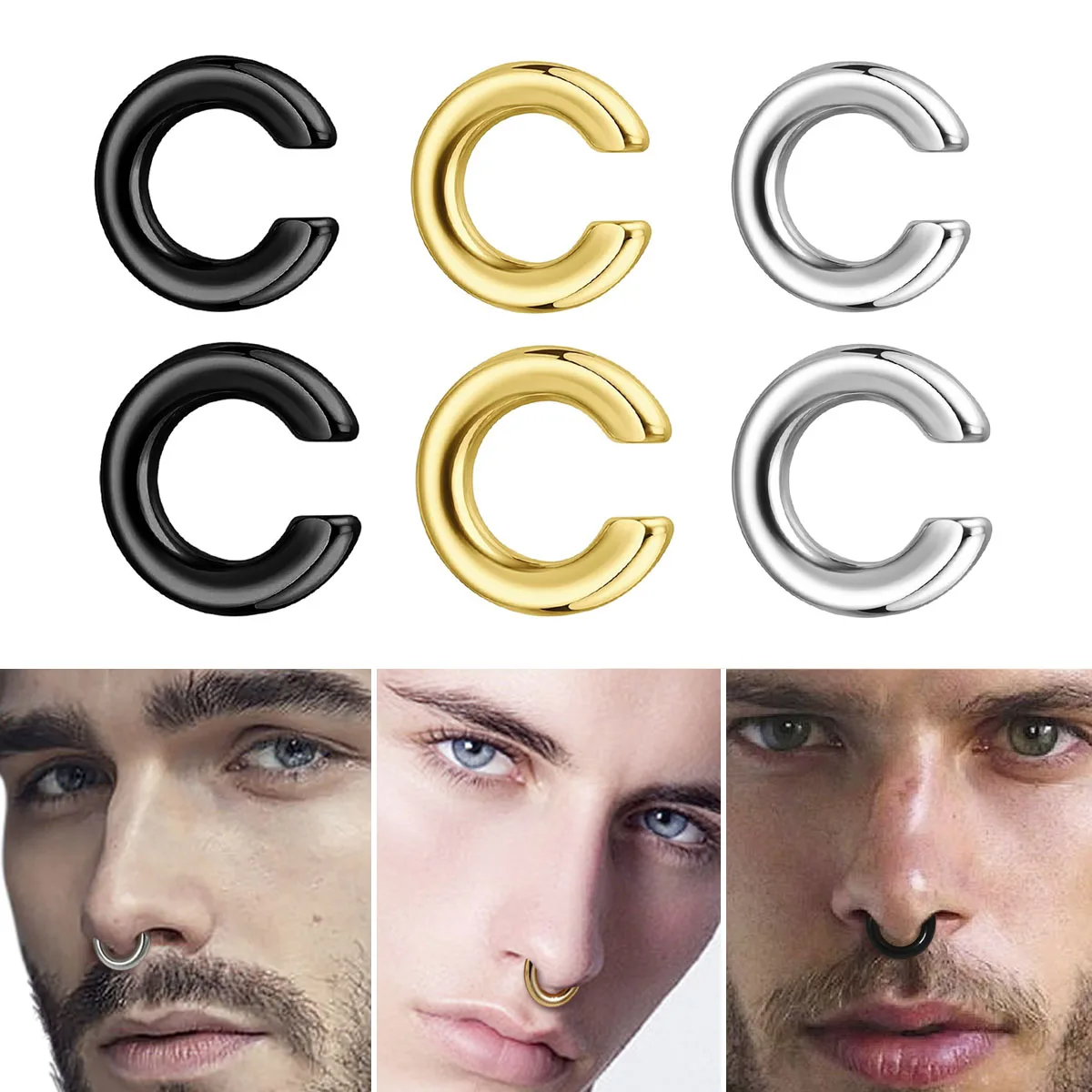 1pc Exaggerated C-Shaped Non-P - Body Jewelry Earrings 评论和价格