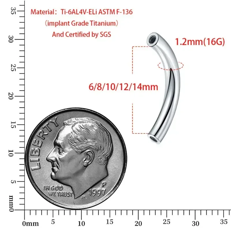 10 Pcs/Lot ASTM F136 Titanium  - Body Jewelry Internally Threaded 评论和价格
