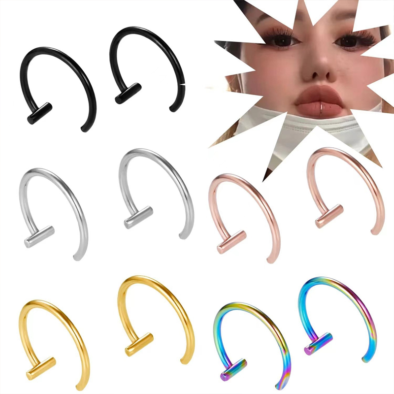 18G Surgical Steel Lip Ring Ha - Body Jewelry Earrings 评论和价格