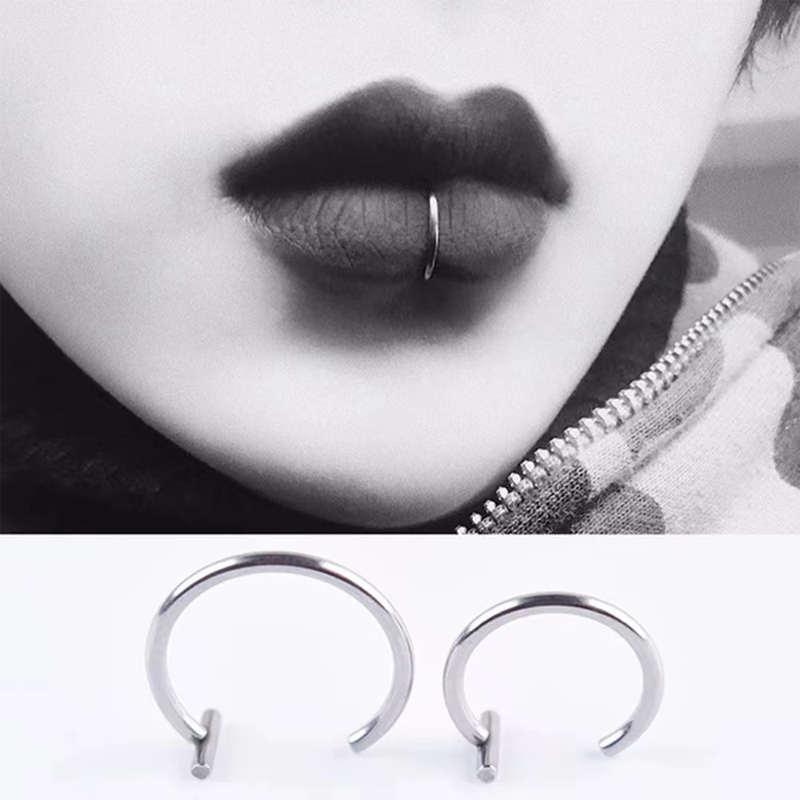 18G Surgical Steel Lip Ring Ha - Body Jewelry Earrings 评论和价格