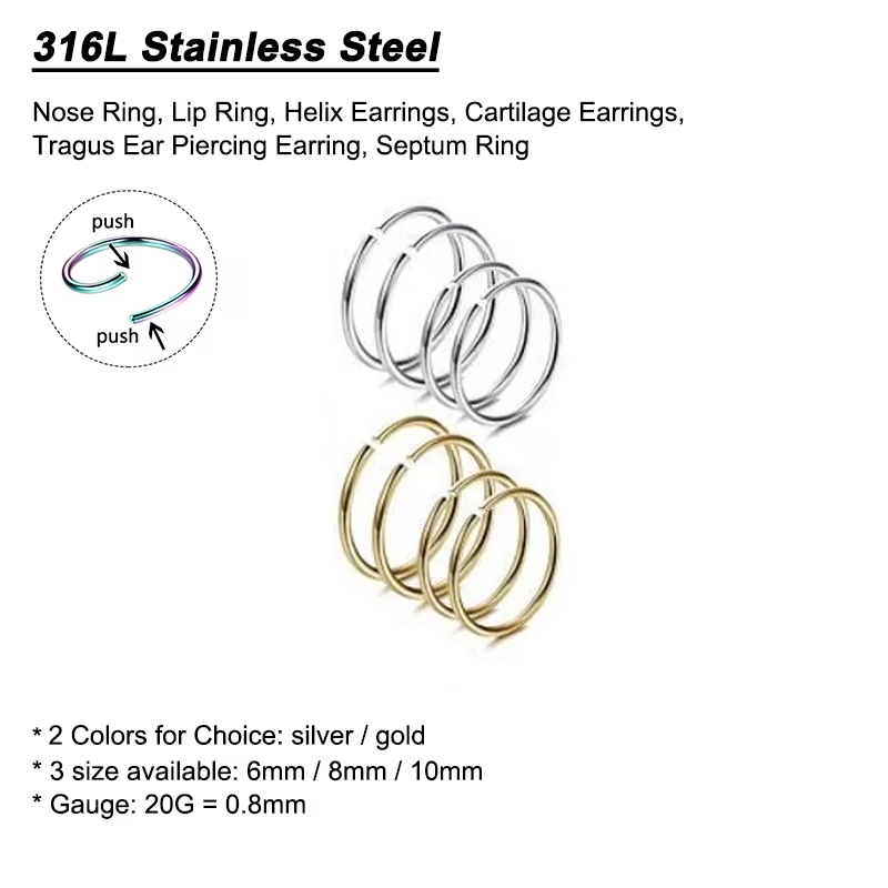 6pcs/lot Hypoallergenic Nose R - Body Jewelry Earrings 评论和价格