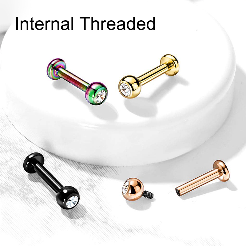 16G Surgical Steel Ball Top CZ - Body Jewelry Earrings 评论和价格