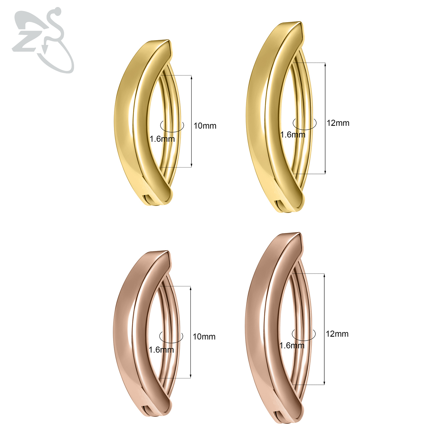 ZS 1 PC Gold Color 14K 925 Sil - Zs Body Jewelry 评论和价格