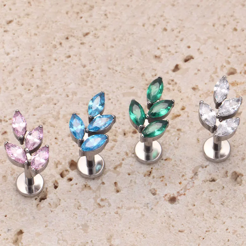 G23 Titanium Gem CZ Ear Conch  - Body Jewelry Internally Threaded 评论和价格
