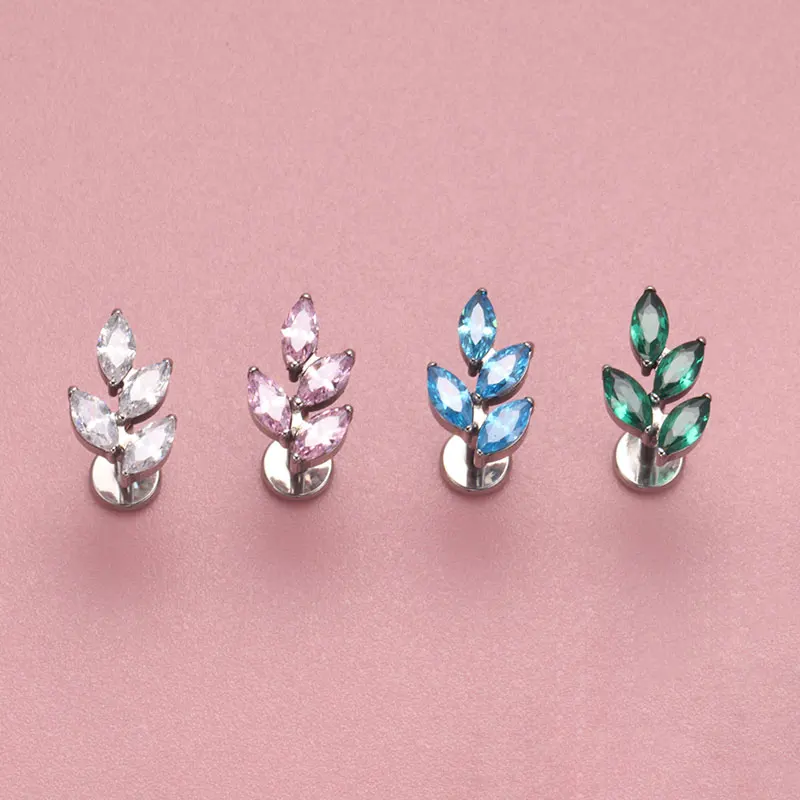 G23 Titanium Gem CZ Ear Conch  - Body Jewelry Internally Threaded 评论和价格