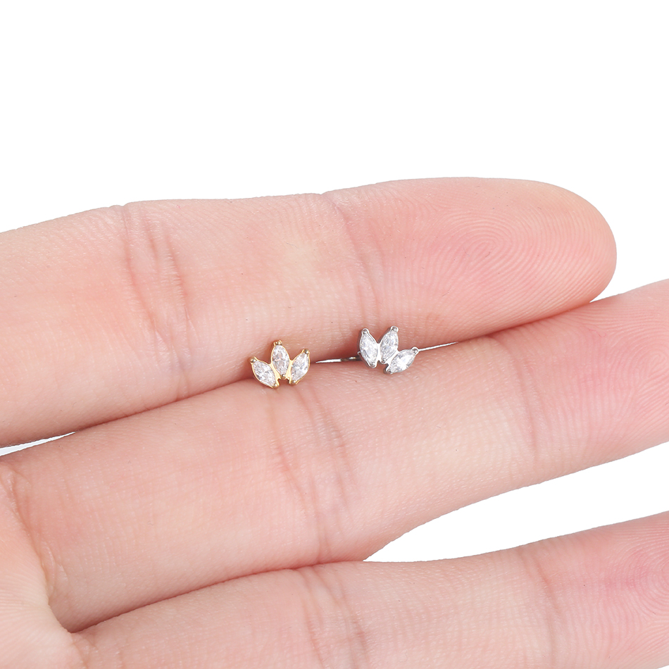 1pc Labret Piercing Titanium L - Body Jewelry Internally Threaded 评论和价格
