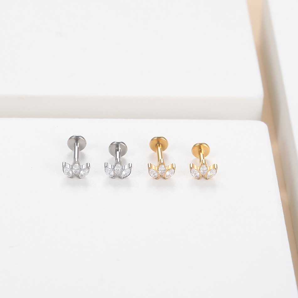 1pc Labret Piercing Titanium L - Body Jewelry Internally Threaded 评论和价格