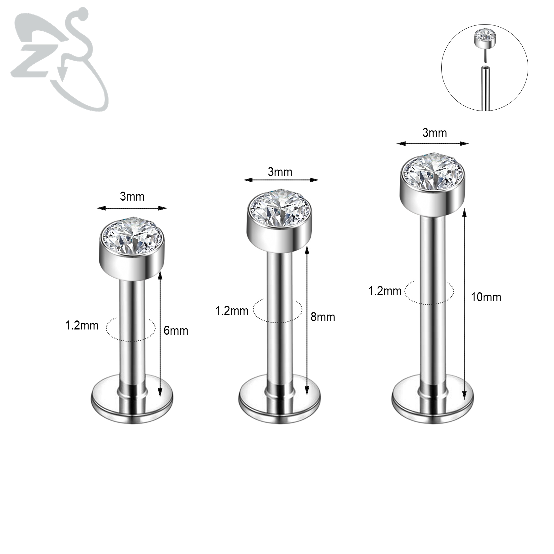 ZS 6-13PCS/LOT 16G Stainless S - Zs Body Jewelry 评论和价格