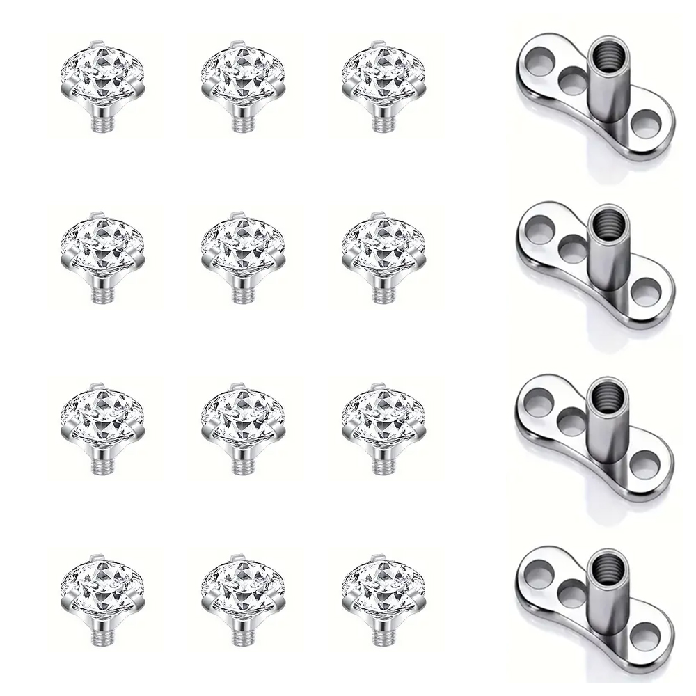 16PCS Crystal Zircon Dermal An - Body Jewelry Dermal 评论和价格