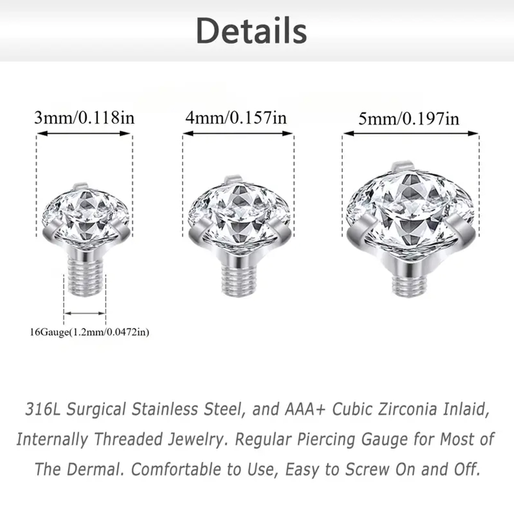 16PCS Crystal Zircon Dermal An - Body Jewelry Dermal 评论和价格
